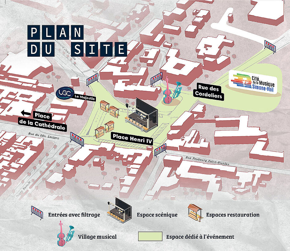 Plan du site de l'inauguration de la Cité de la Musique